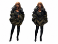 Olive Noir Swakara & Fox Poncho