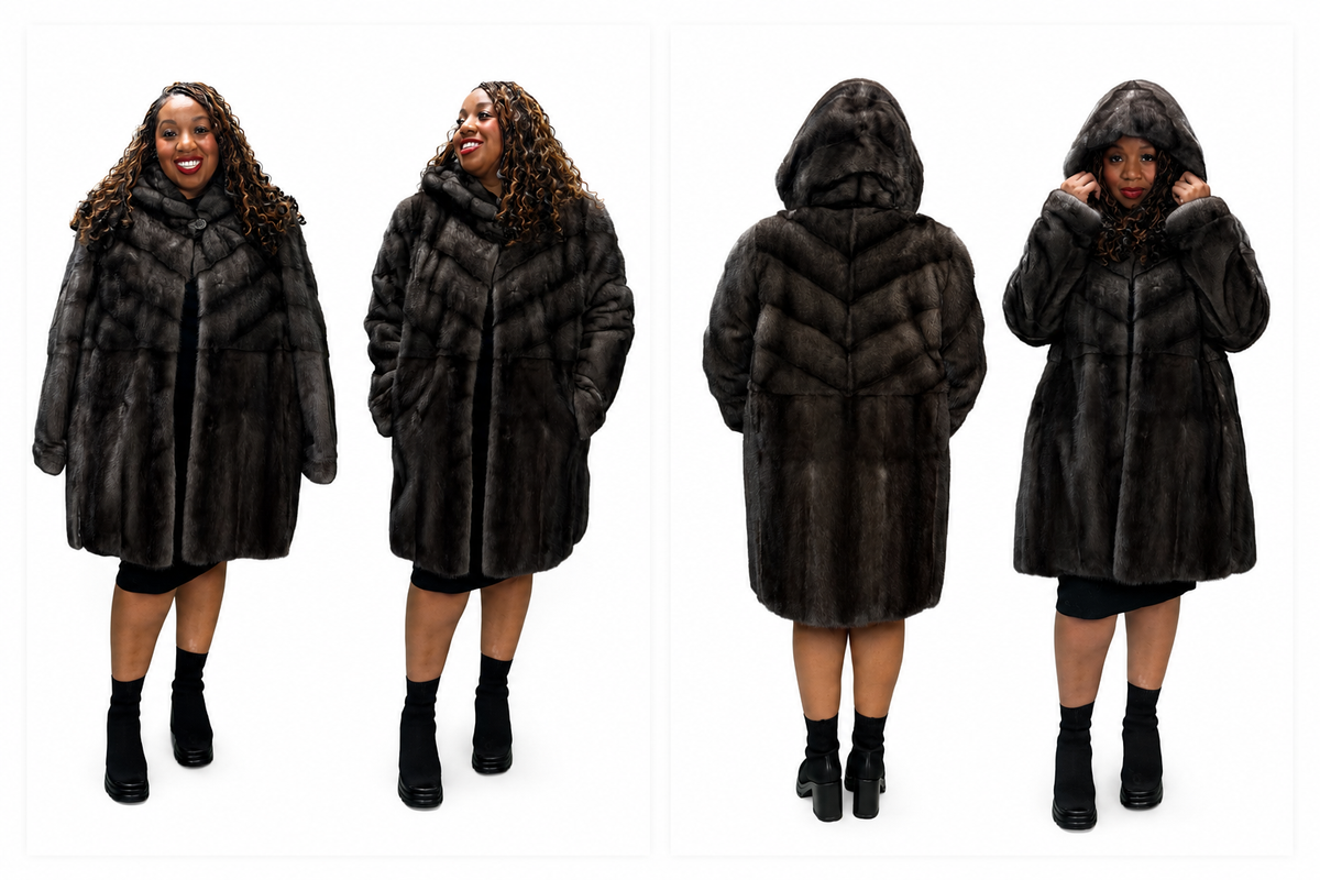 Espresso Luxe Hooded Mink Coat