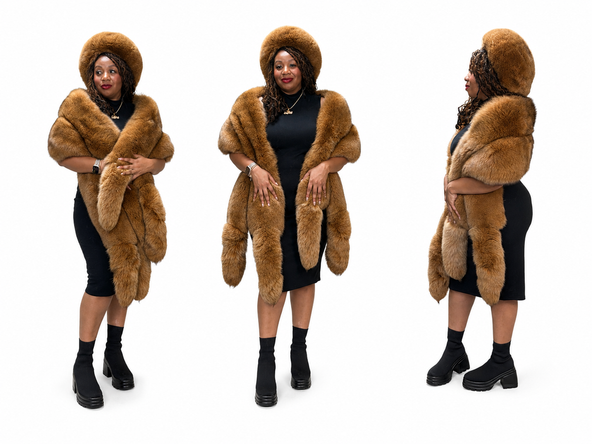Caramel Royale Fox Fur Wrap