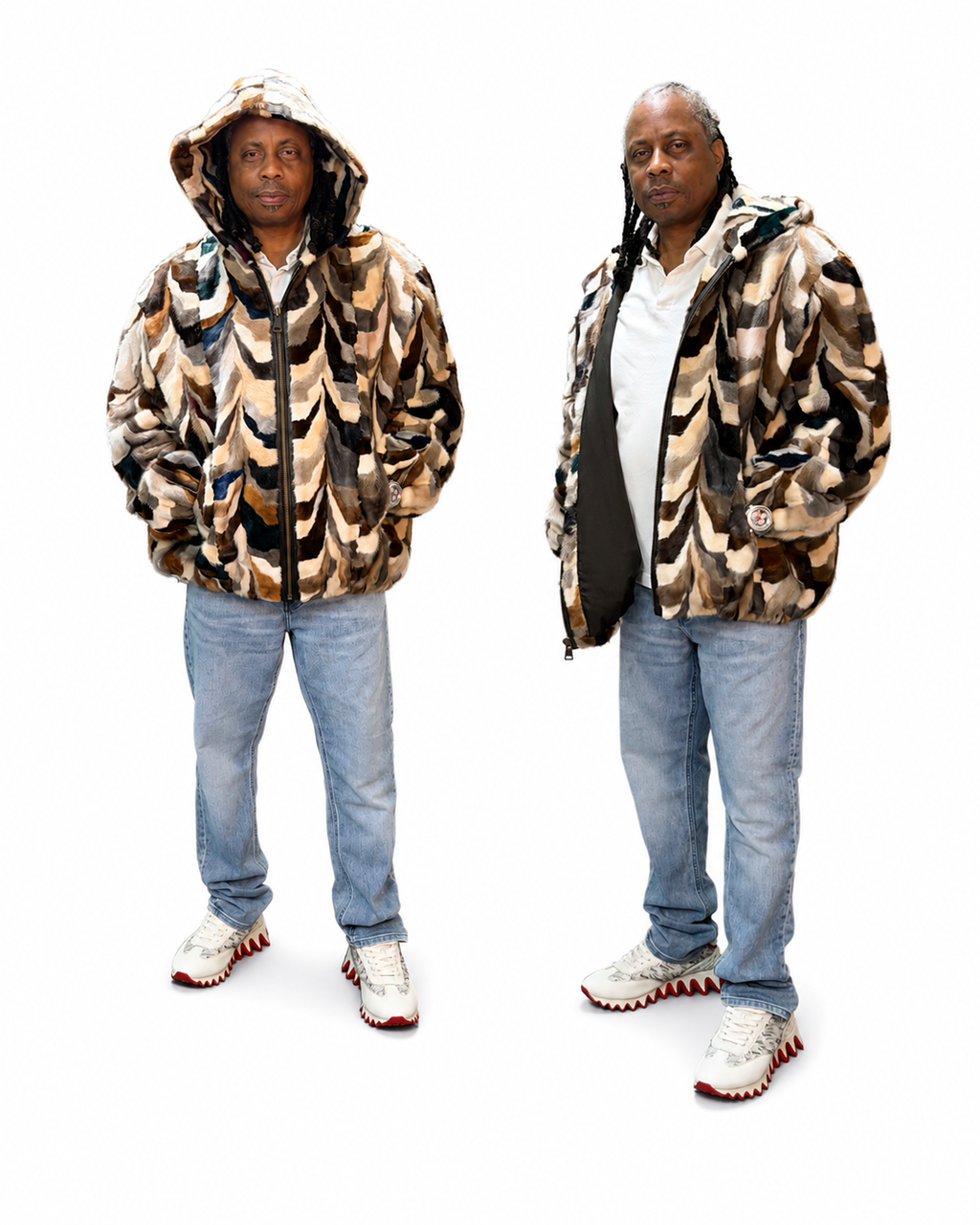 Mosaic Luxe Mink Hooded Jacket