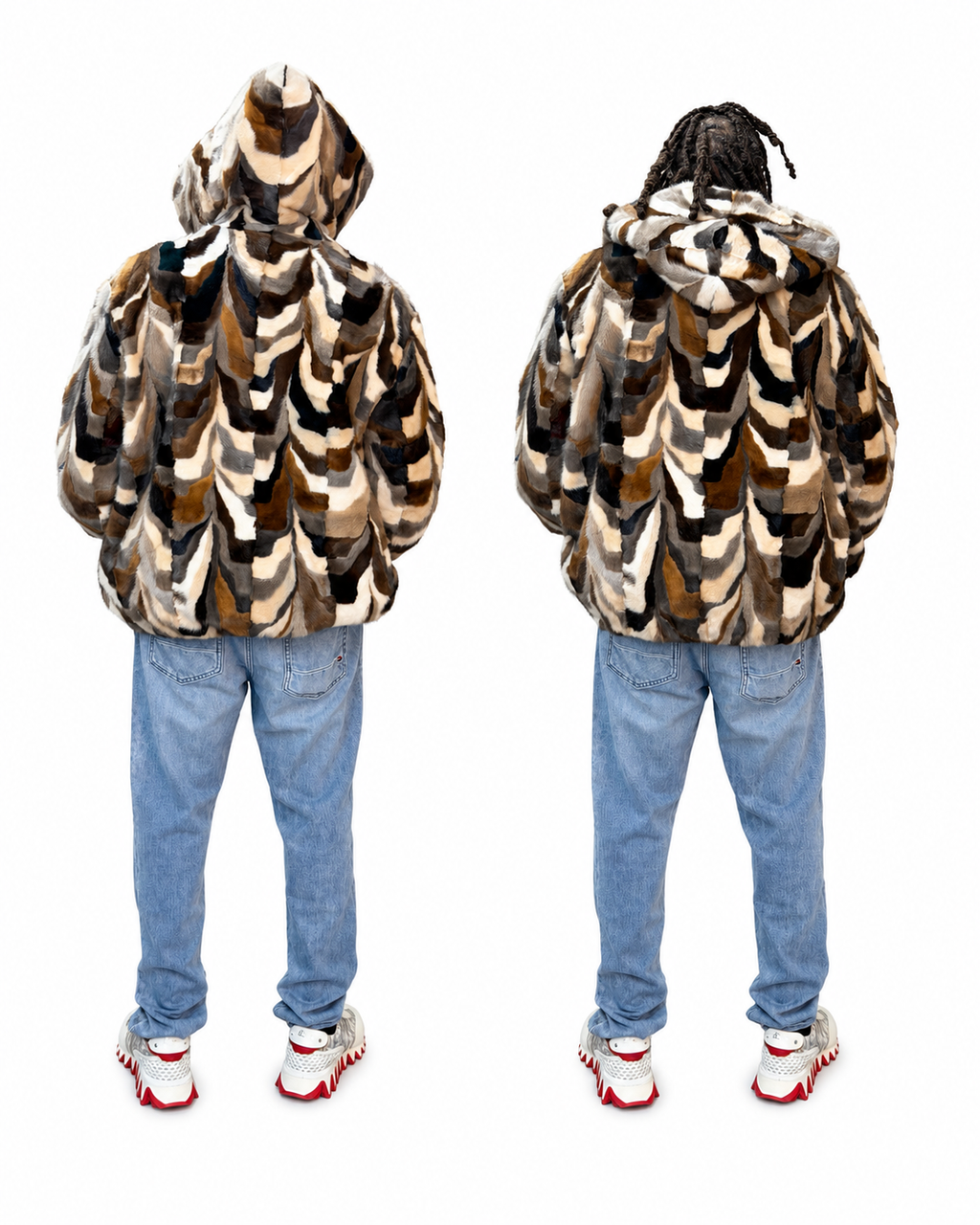 Mosaic Luxe Mink Hooded Jacket