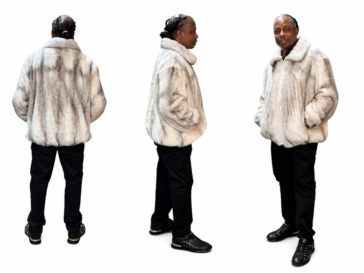 Silver Blue Cross Mink Jacket